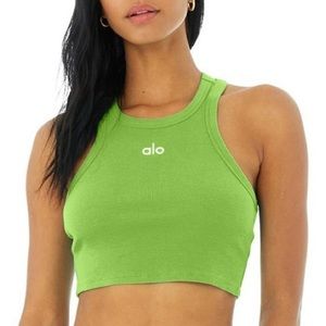 Sold on DEPOP  -  ALO- ASPIRE TANK - GREEN APPLE/WHITE - Size Large